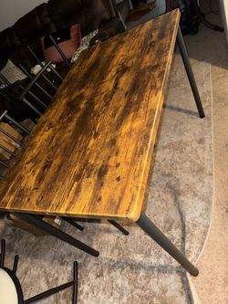 Metal Dining Table- 4 chairs and Bench