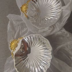 Platos Vintage Concha De Mar Bañado En Plata De Internacional Silver Company 
