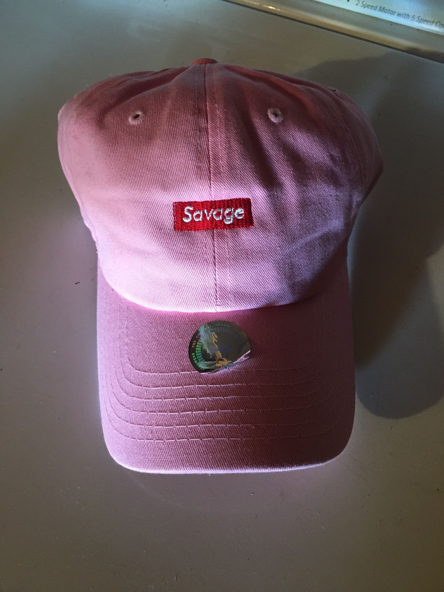 Pink savage box logo hat