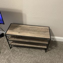 Rustic Industrial Shoe Rack & Entryway Bench – 3-Tier Wood & Metal Storage Organizer - Excellent Condition 