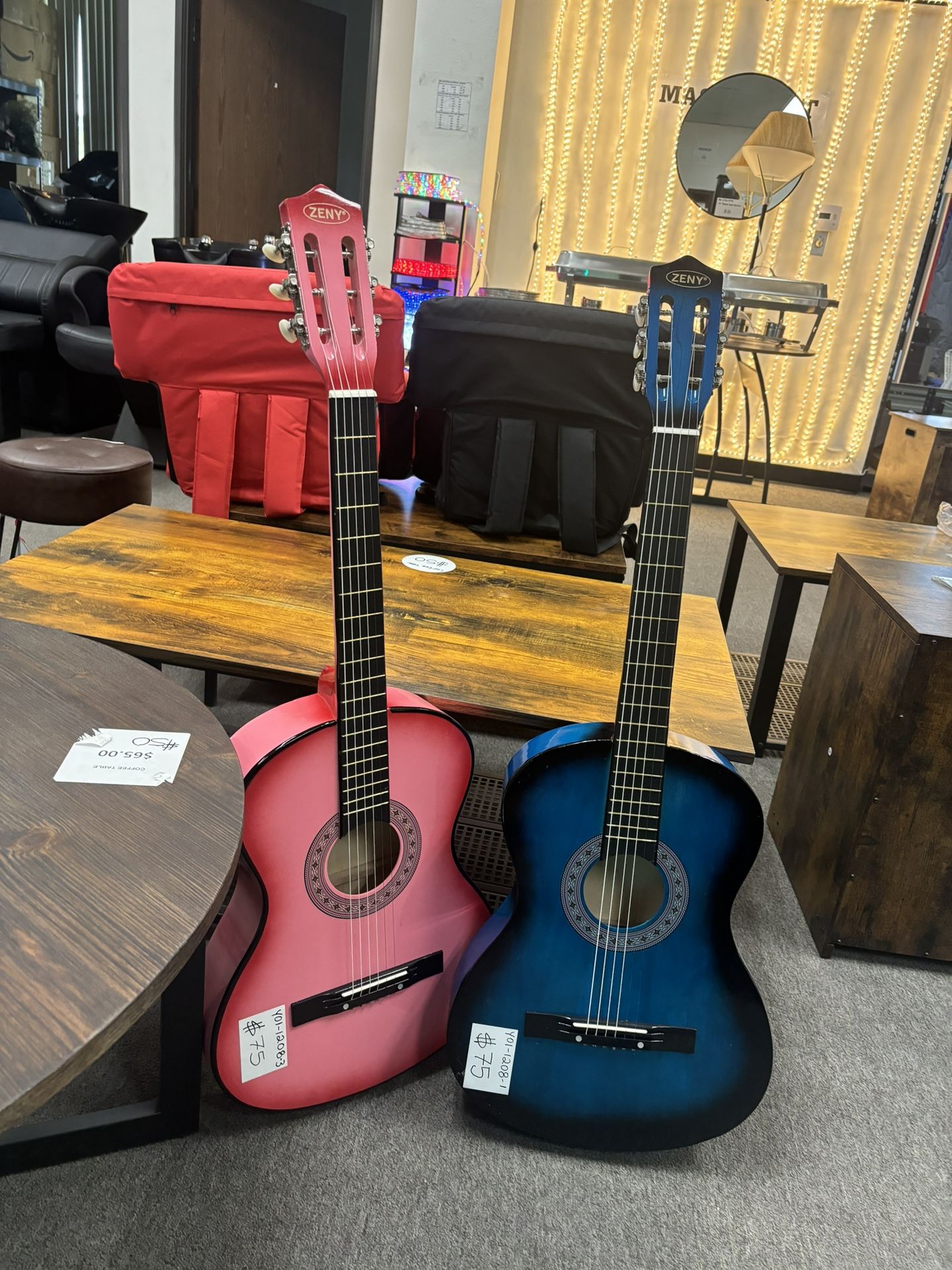 New! 38" Acoustic Guitar Set for Kids Beginners Music Lovers Starter with Accessories, Pink And Blue