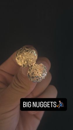Gold big nugget earrings