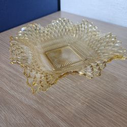 Vintage Federal Glass Yellow Pressed Candy Dish