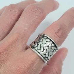 925 sterling silver women's lady's men's Chunky Wide  unisex cuff ring Gift