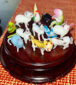 Vintage Chinese Hand Blown Milk Glass Miniature Zodiac Animals/Figurines