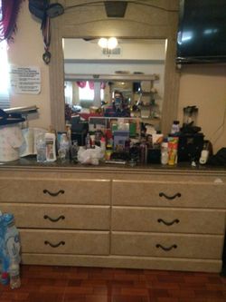 Dresser and mirror head board