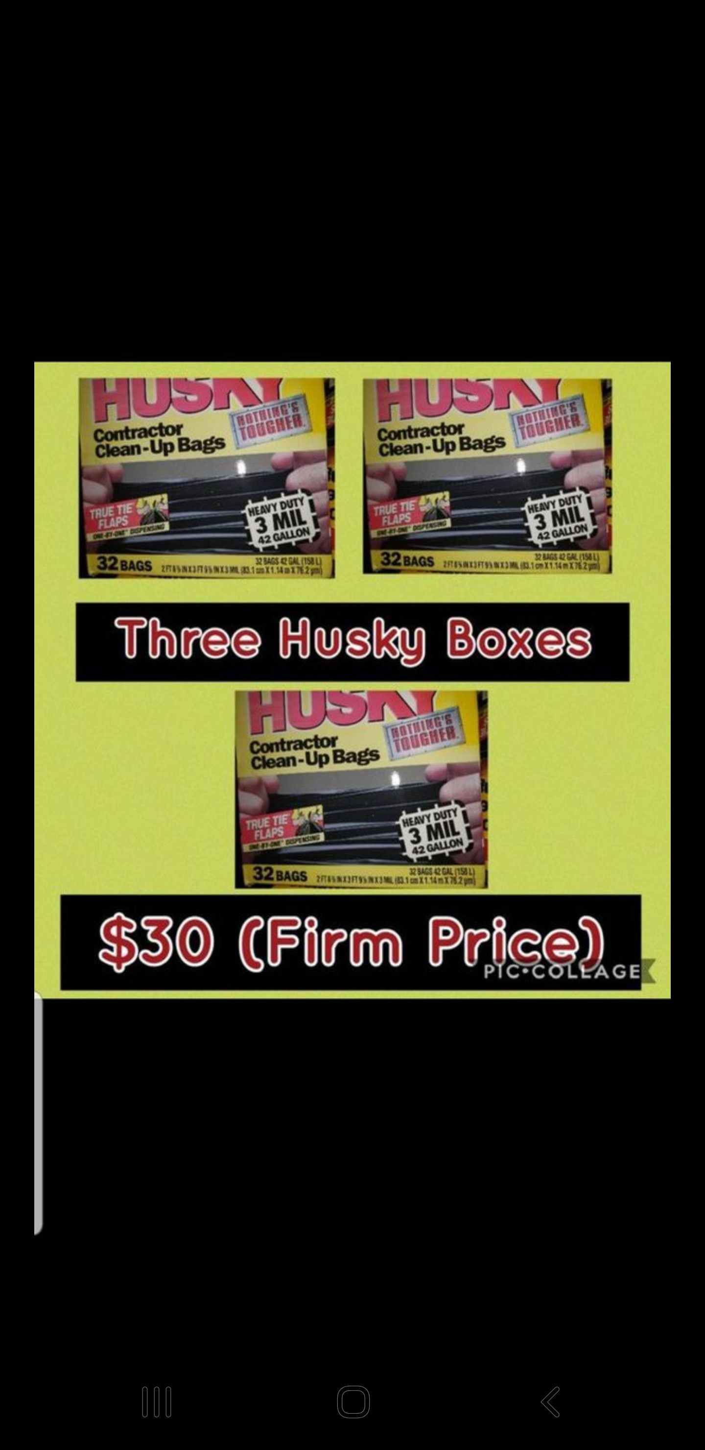 New Three boxes Husky 42 Gal. Clean-Up Bags (32-Count) -Boxes have outer damage