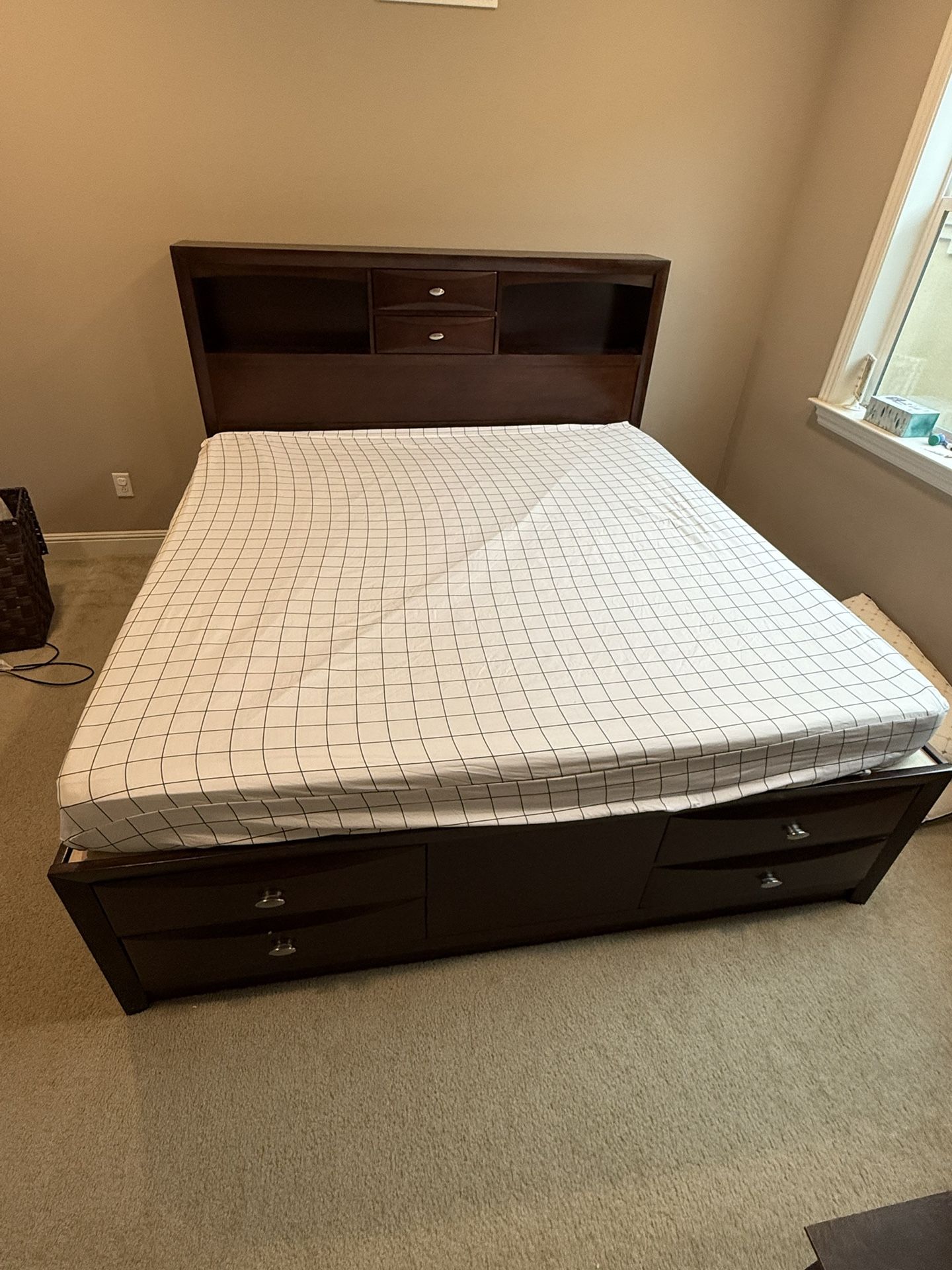 King Size Bed Frame With Shelves - Moving Sale