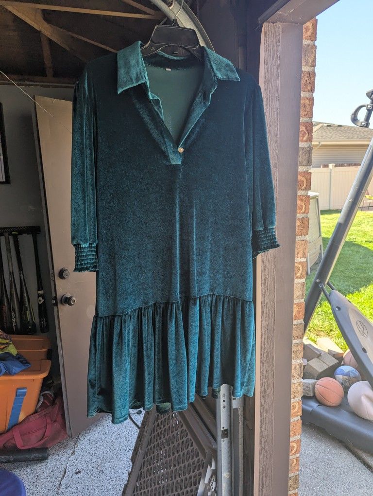 Green Velvet Dress
