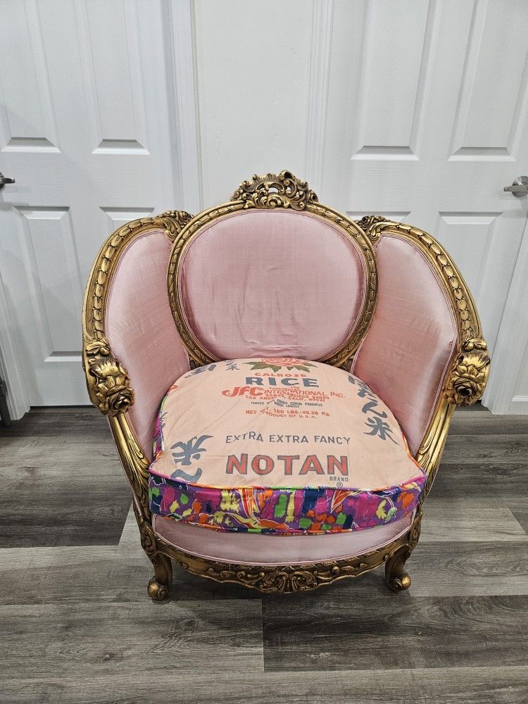 Vintage Chair- Pink And Gold.