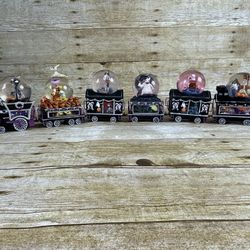 Nightmare Before Christmas Bradford Glitter Globe 6 Train Lot Tested - READ