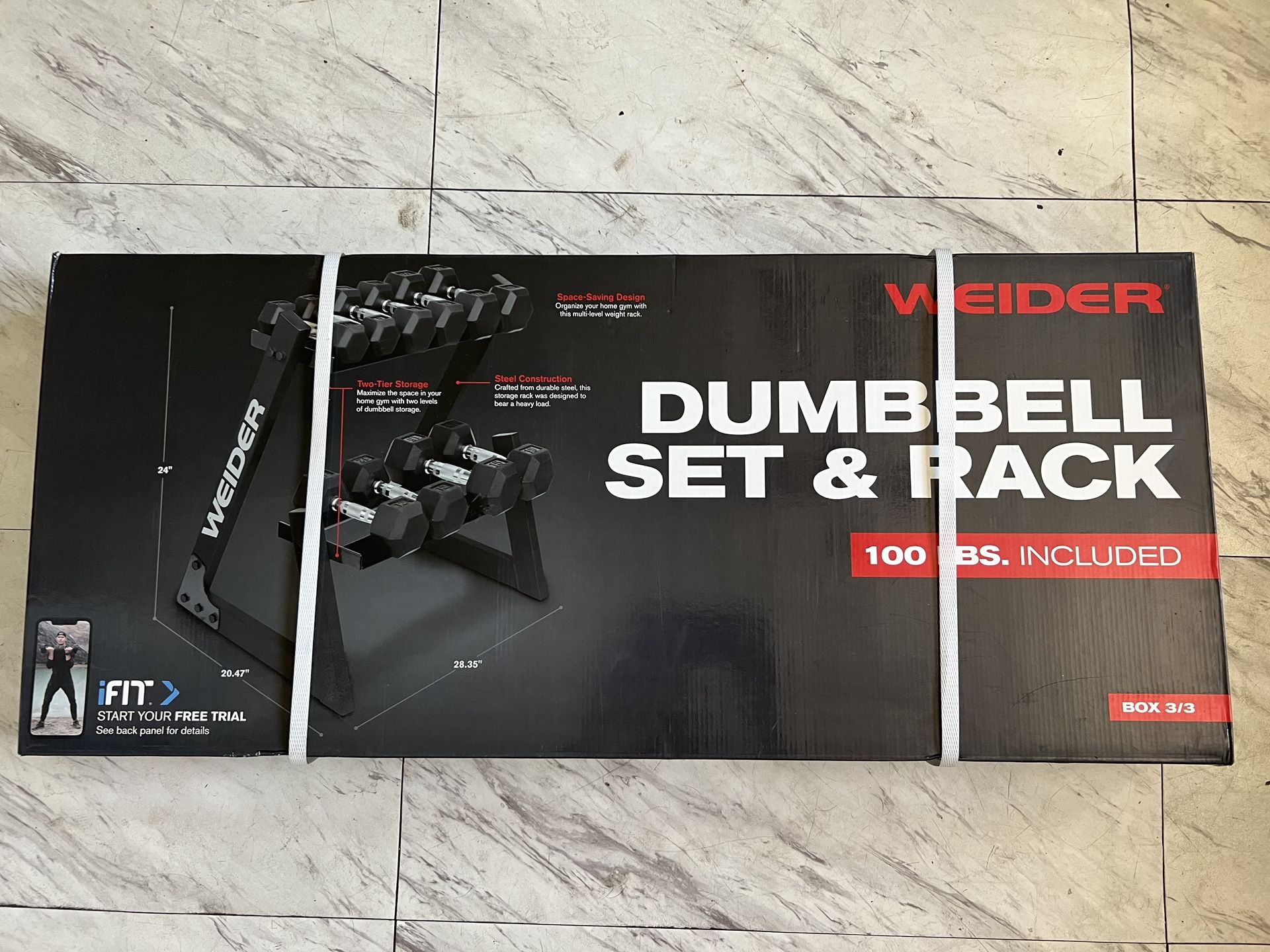 WEIDER DUMBBELL SET & RACK
