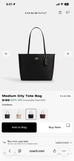 Coach Medium city tote bag