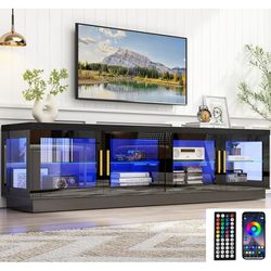 ChVans 70" TV Stand for TVs up to 85", High Glossy Entertainment Center with Storage Cabinet, Modern TV Console Media Cabinet for Living Room, Bedroom