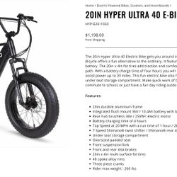Hyper Ultra 40 Electric E-Bike 