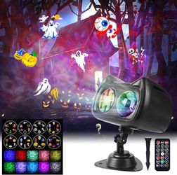 Christmas Halloween Projector Lights Outdoor Holiday, 18 HD Effects (3D Ocean Wave & Patterns) Waterproof with RF Remote Control Timer for Indoor Holi