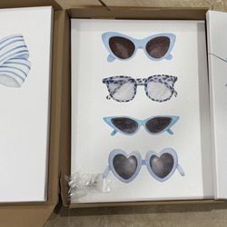 Set of 3 Blue Coquette Canvas Wall Art – Elegant Aesthetic Decor