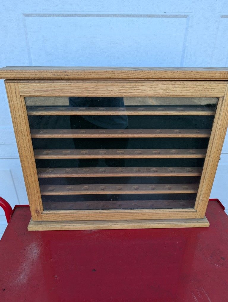 Oak And Glass Golf Ball Display Cabinet