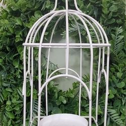 Beautiful White Metal Birdcage Tealight Candle Holder