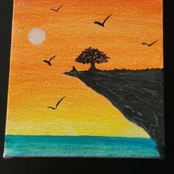 Edge of the Cliff Watercolors Painting