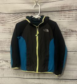 Kids The North Face Kids Black and Blue Jacket with Yellow Trim size 4t