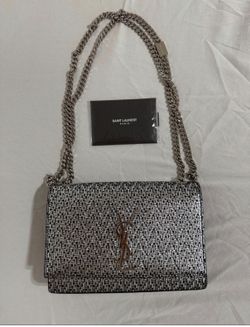 Saint Laurent silver chain strap shoulder bag YSL logo