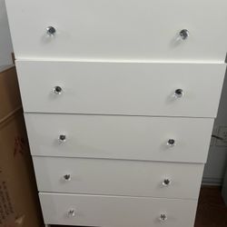 2 White Tall Bedroom Cabinets 