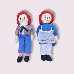 Vintage VTG Raggedy Ann & Andy (2) RAGS Dolls Applause EXCELLENT CONDITION 28”