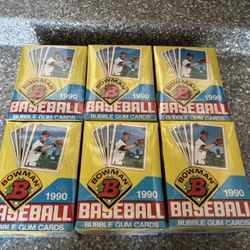 6 -factory sealed Wax Boxes Of 1990 Bowman Baseball Cards