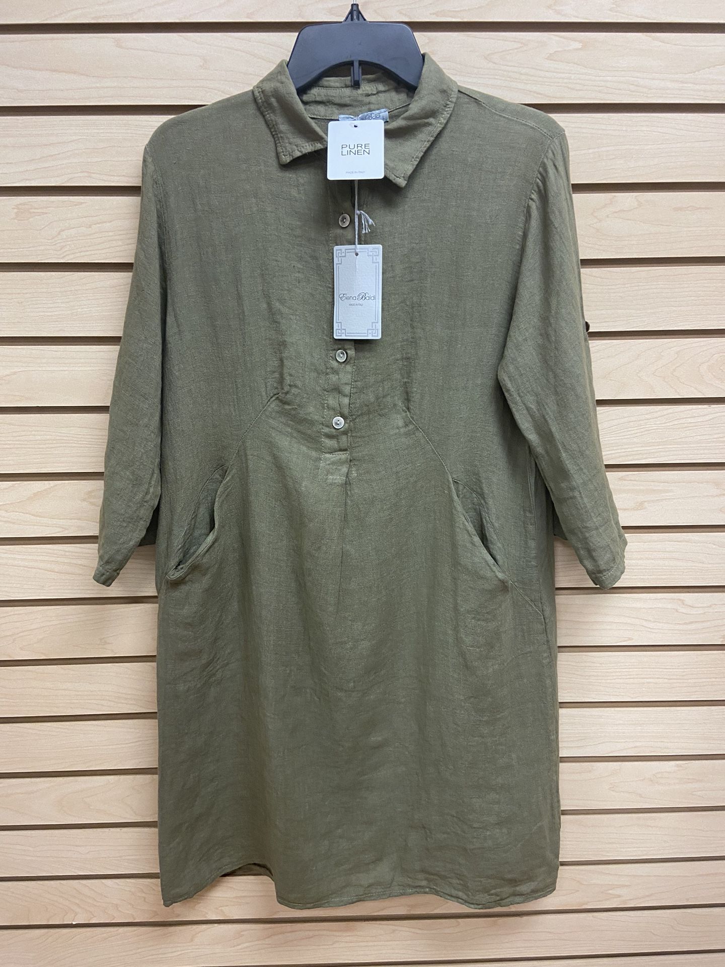NWT ELENA BALDI WOMEN LINEN DRESS MADE IN ITALY SIZE MEDIUM