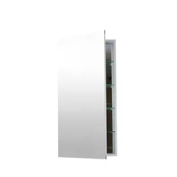 Flawless 16 in. W x 30 in. H x 4 in. D Frameless Aluminum Recessed or Surface-Mount Bathroom Medicine Cabinet