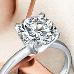 Elegant Silver Solitaire Ring & 7.5 approx NWOT Note Some Scratches
