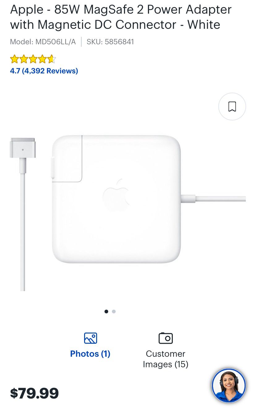 Apple Mag Safe 2  85w Power Adapter 