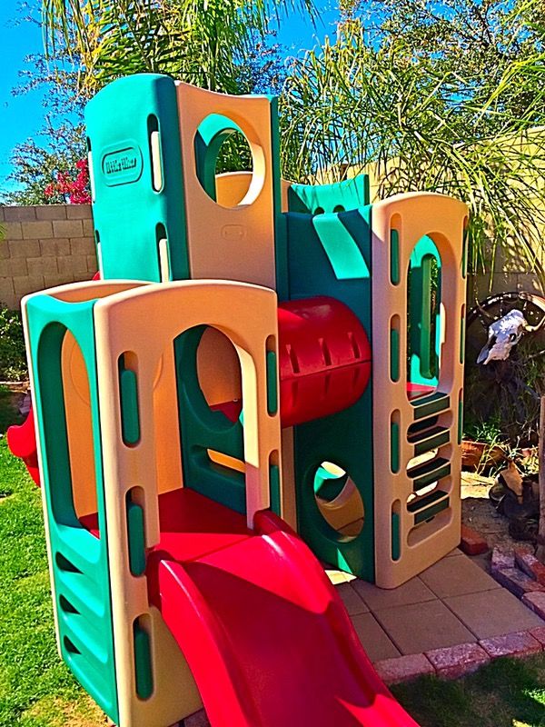 Little Tikes Climbing Towers Playground with 2 Slides & Tunnel Playset ...