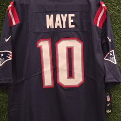 New England Patriots Maye #10 Blue On Field Football Jersey Stitched