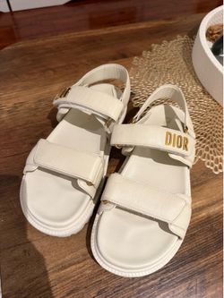 Christian Dior Alpha Sandals in White Leather Size 8/8.5