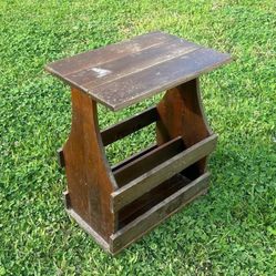 Vintage Wood Double Side Magazine Rack Storage Table Stand