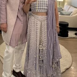 Lavender Lilac Shaded Chikankari Lehenga Set