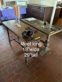 Antique Dark Wood Narrow Console Table