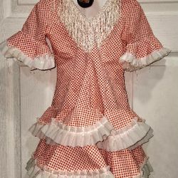 Vintage Flamenco Little Girl Dress, Castenets & Manta (SHAWL)