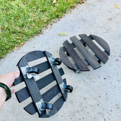 Wood Plant Flower Stand Caddy Dolly with Lockable Wheels Size 12" Diameter $8/each New Condition