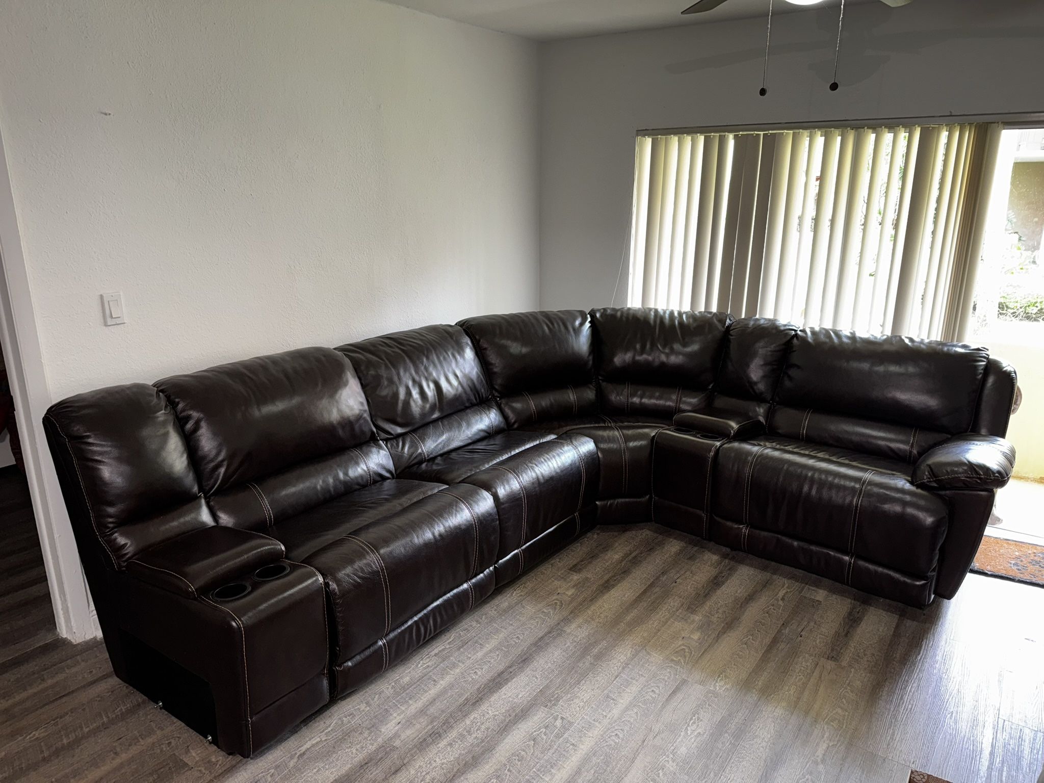 Leather Reclining Sectional Couch Sofa