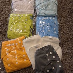 ALVABABY Baby Cloth Diaper 6 Pack with 12 Inserts One Size Cloth Diaper Covers Adjustable Washable Reusable for Baby Girls and Boys