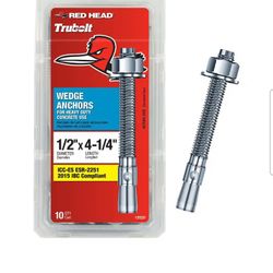 Red Head
1/2 in. x 4-1/4 in. Steel Hex-Nut-Head Concrete Wedge Anchors (10-Pack