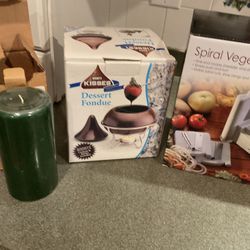 Three Beautiful Items, One Spiral Vegetable And A New Dessert Fondue And A New Big Candle