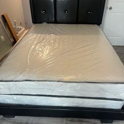 NEW BED FRAME FULL SIZE WITH MATTRESS AND BOX SPRING 3 PCS