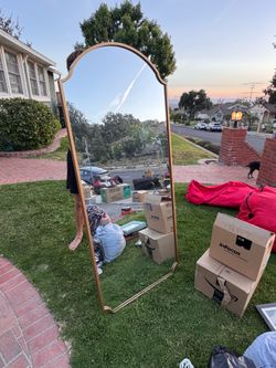 Gold Arched Full Length Floor Mirror