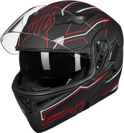 ILM Motorcycle Helmet, Dual Visor, Full Face, Model 902, Size XL
