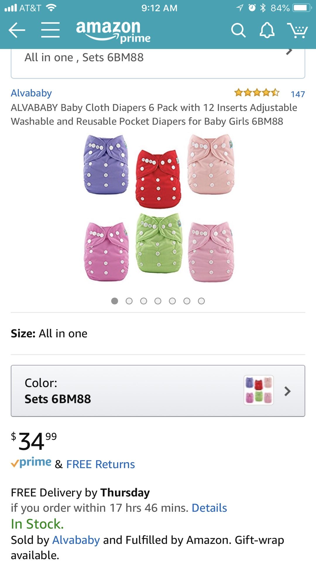 Baby cloth diapers and bamboo charcoal inserts