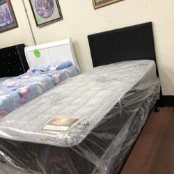 New Twin Size Bed Frame With New Mattress and Boxspring Included 